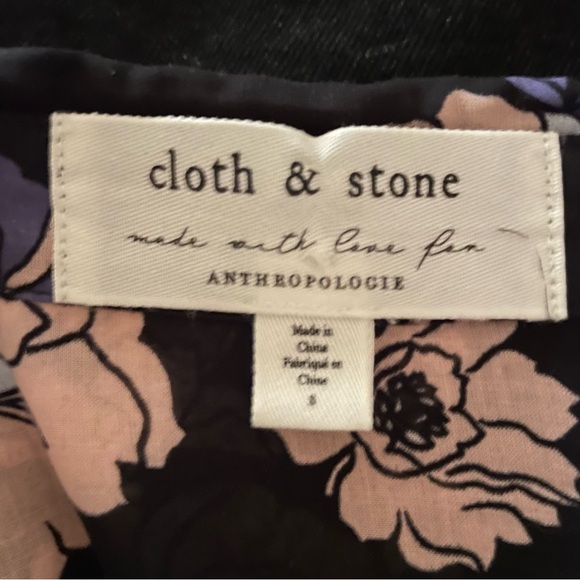 Cloth and Stone Black Floral Blouse Sheer Long Sleeve Lightweight Size Small - Picture 2 of 9